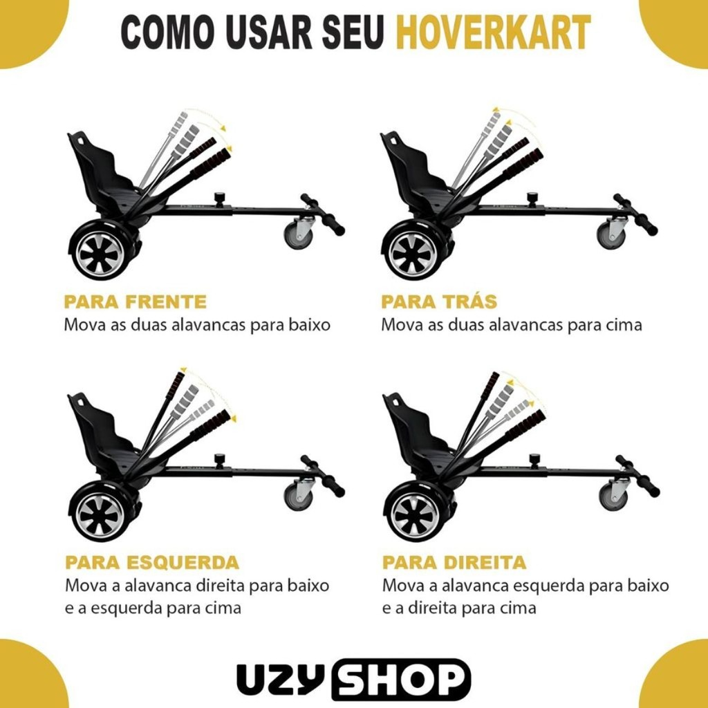 Hoverkart Universal para Hoverboard com Assento e Encosto de Pés Ajustável