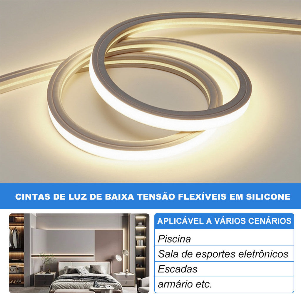 Fita de Led Mangueira Neon 5 Metros 22W Alto Brilho Flexivel 12V Siliconada IP65 Sem Fonte