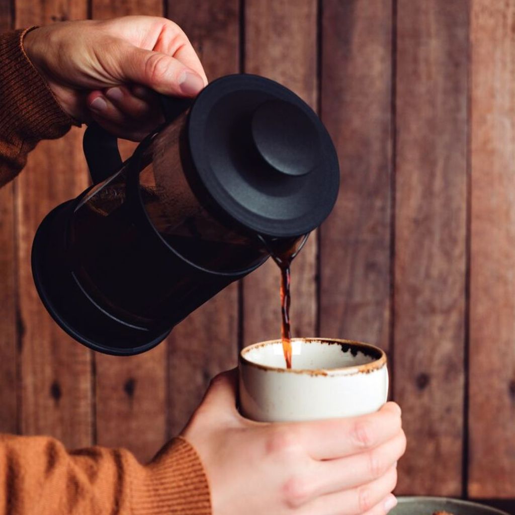 Prensa Francesa Vidro 350ml 600ml Café Filtro Inoxidável Estrutura Cromada Preta e Inox Sofisticado