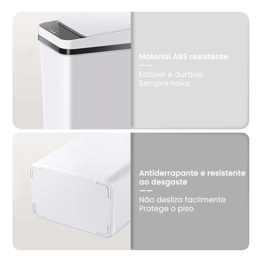 Lixeira Inteligente com Sensor Automático 12L – Abertura Sem Toque, 3 Modos e Exibição de Bateria