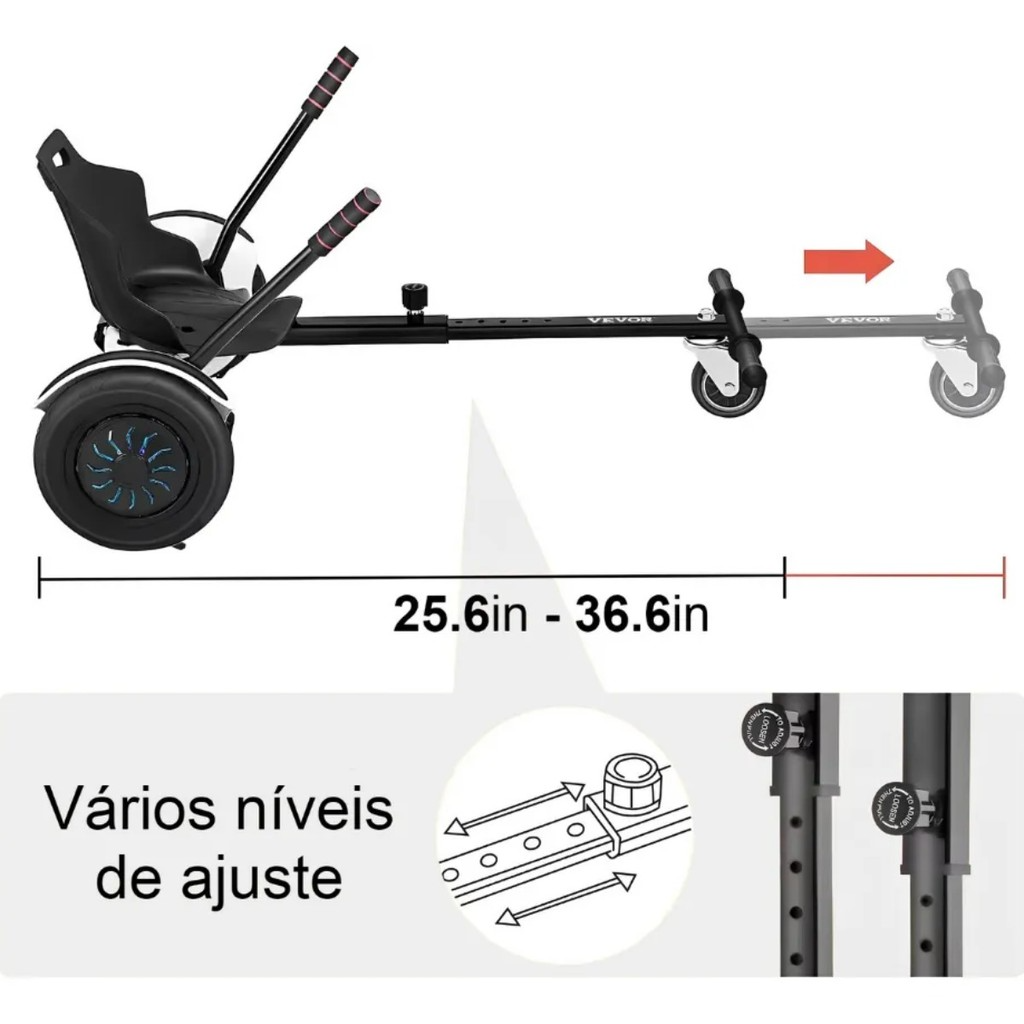Hoverkart Universal para Hoverboard com Assento e Encosto de Pés Ajustável