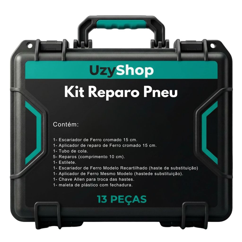 Kit Reparos Pneu 13 Peças Escariador Aplicador Recartilhado Hastes