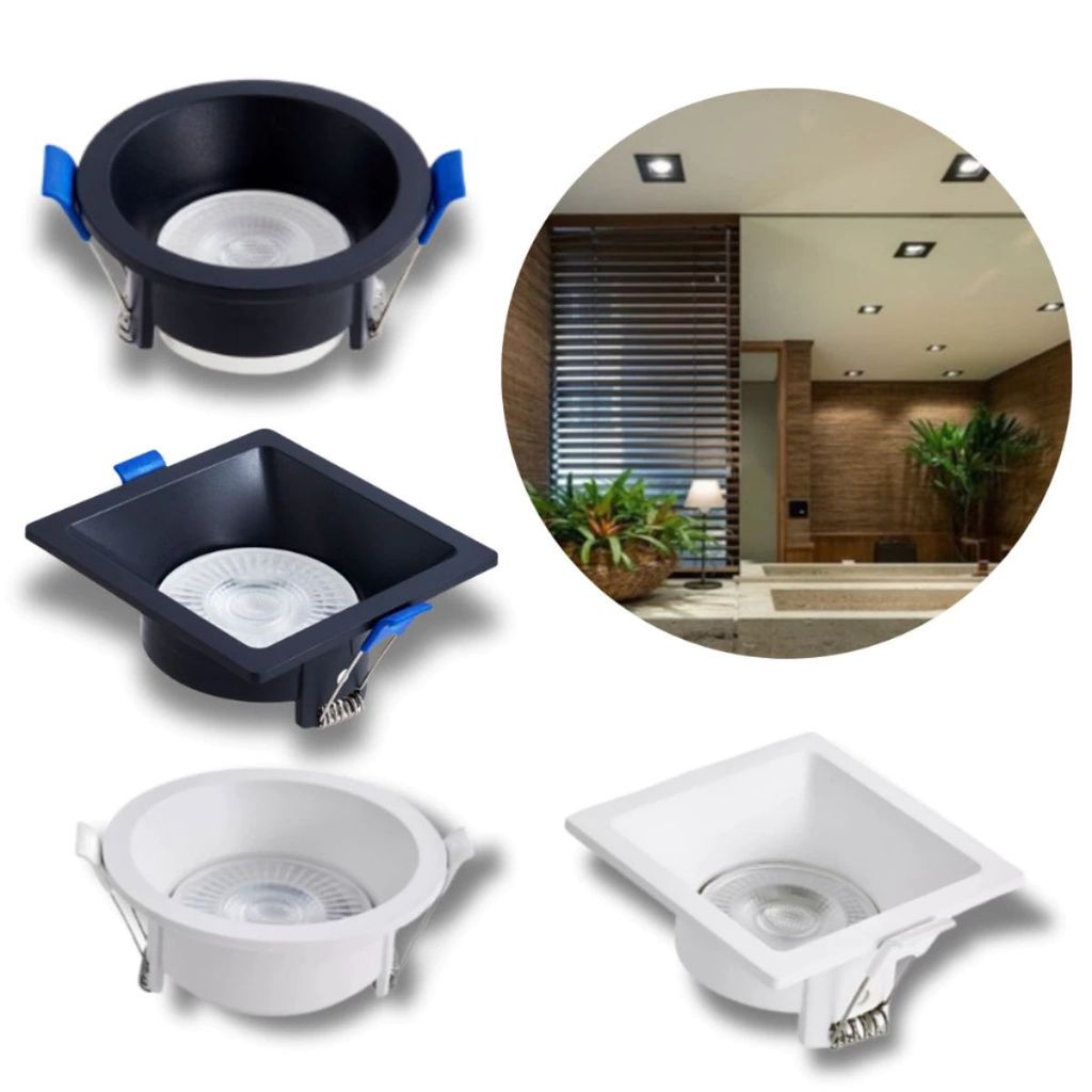 Spot LED Recuado 6W Redondo Branco Embutir Anti-ofuscante Bivolt