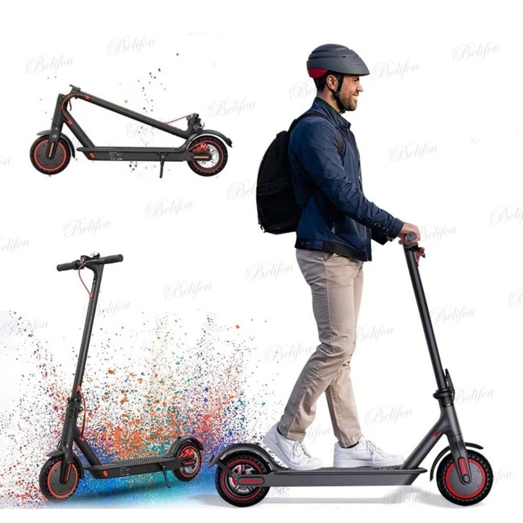 Patinete Dobrável 500W 36V 7.8Ah 25km/h Preto Fosco Amortecido Freios Eletrônicos LED