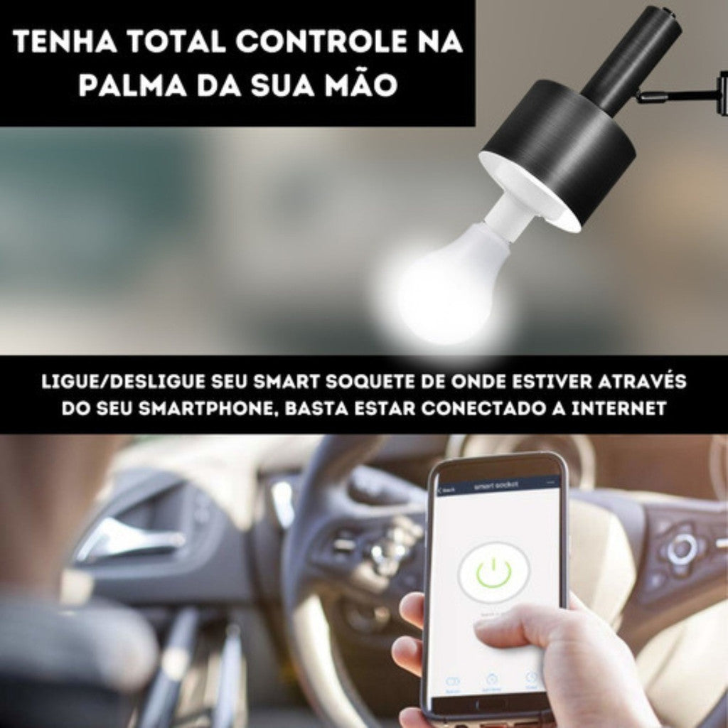 Soquete WiFi Inteligente E27 Bivolt Compatível com Alexa e Google Home Controle App Automação Residencial Casa Conectada