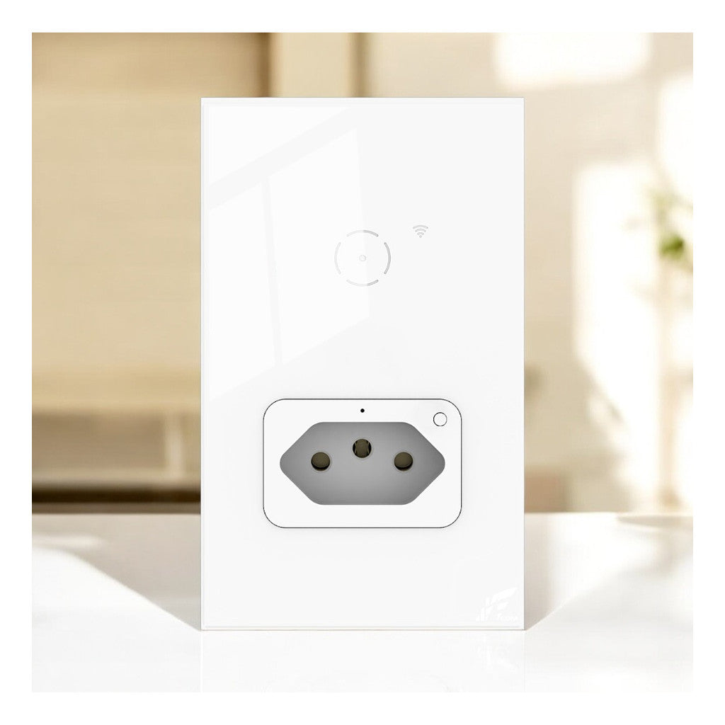 Interruptor WiFi Inteligente 1 Botão Touch com Tomada Bivolt Compatível Alexa Google Assistente App Controle Remoto