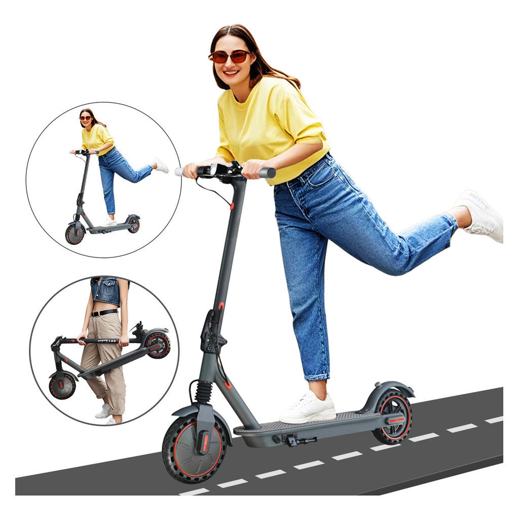 Patinete Dobrável 500W 36V 7.8Ah 25km/h Preto Fosco Amortecido Freios Eletrônicos LED