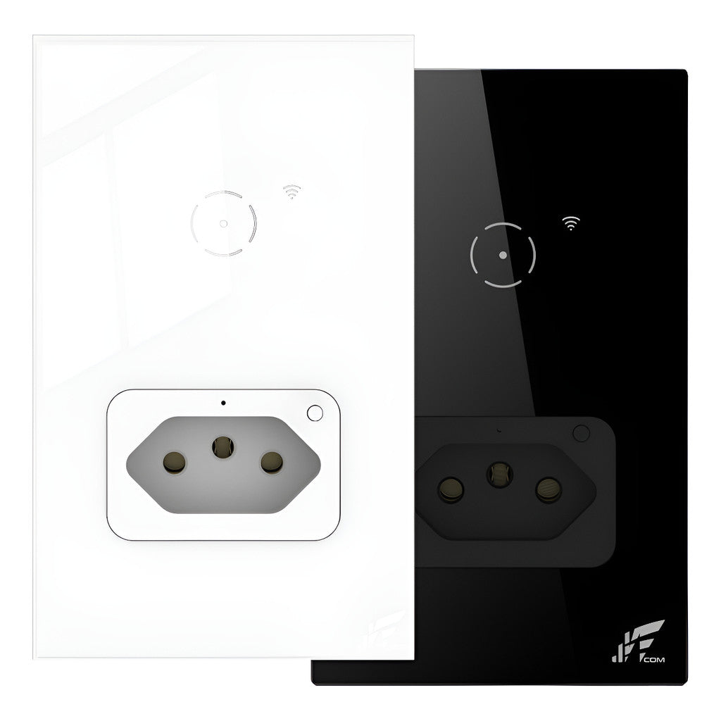 Interruptor WiFi Inteligente 1 Botão Touch com Tomada Bivolt Compatível Alexa Google Assistente App Controle Remoto