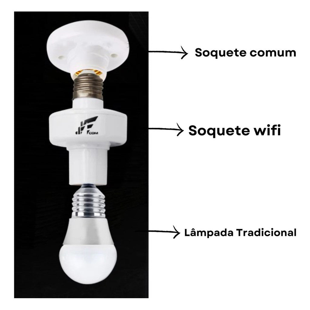 Soquete WiFi Inteligente E27 Bivolt Compatível com Alexa e Google Home Controle App Automação Residencial Casa Conectada