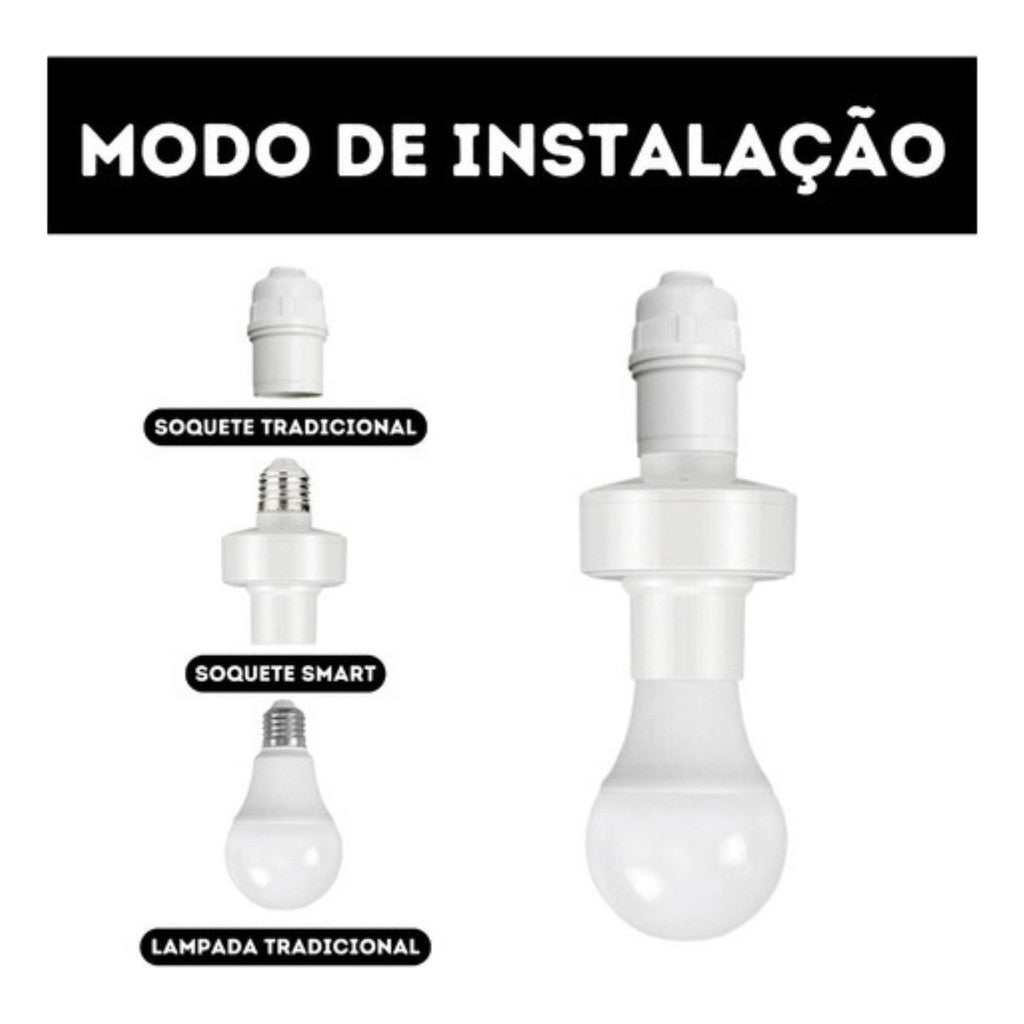 Soquete WiFi Inteligente E27 Bivolt Compatível com Alexa e Google Home Controle App Automação Residencial Casa Conectada