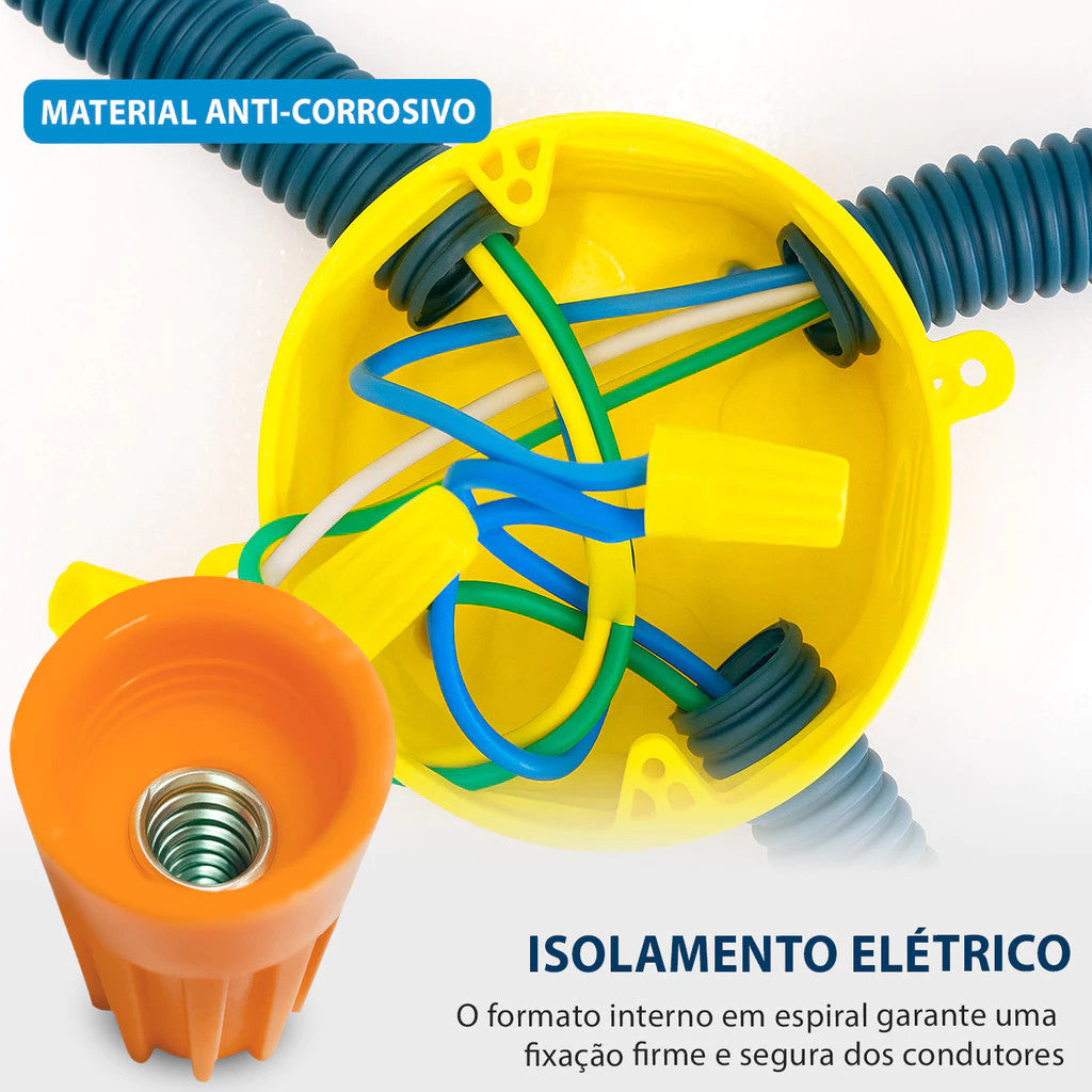 Kit 100 Conectores Torção Cinza SP1 0,8-2,5mm Emenda Elétrica Segura Reutilizável Retardante de Chamas 105°C
