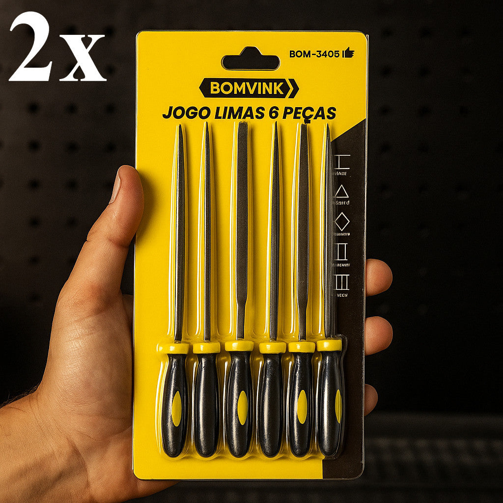 Kit 6 Limas Agulha 100mm Aço Alta Resistência Cabo Borracha Marceneiro Artesão Metalúrgico