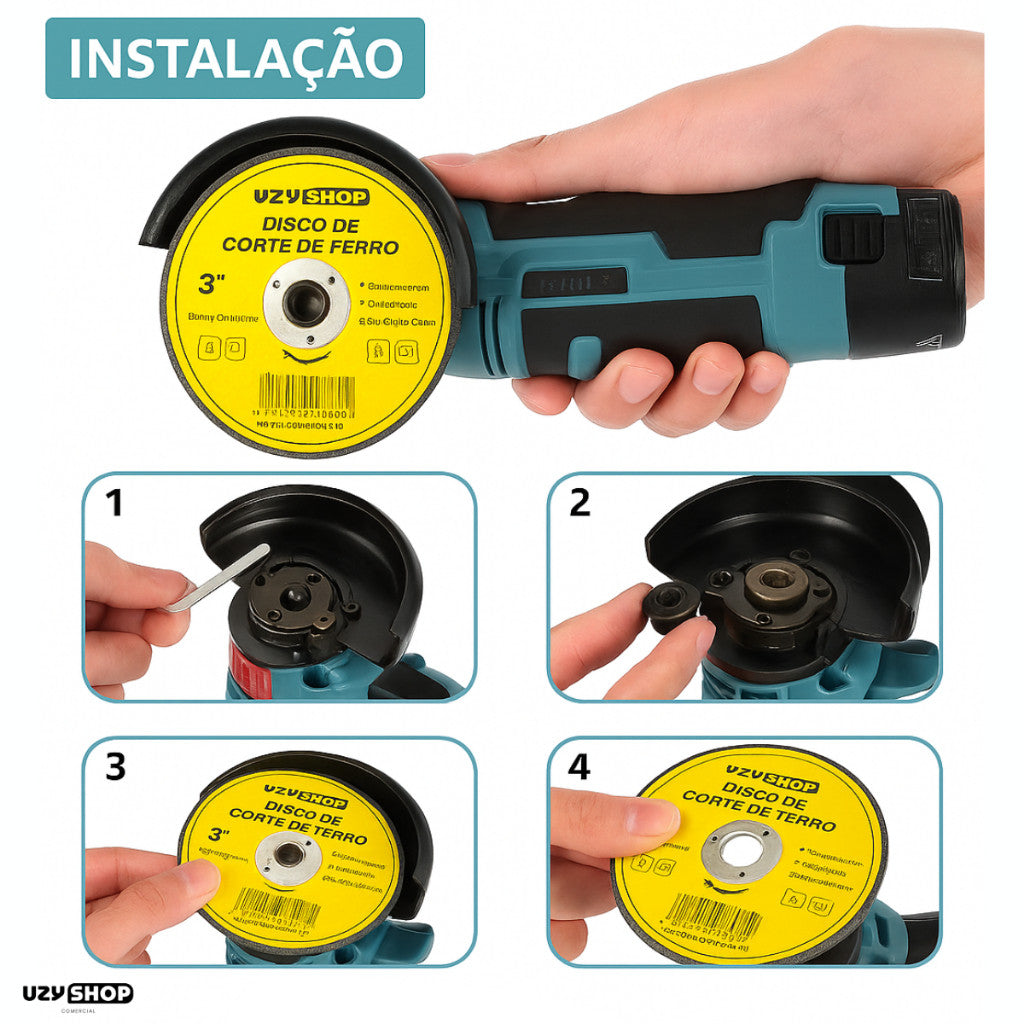 Kit 5 Discos Corte Ferro Aço 76mm 3 Polegadas Esmerilhadeira Amarelo Profissional Durável