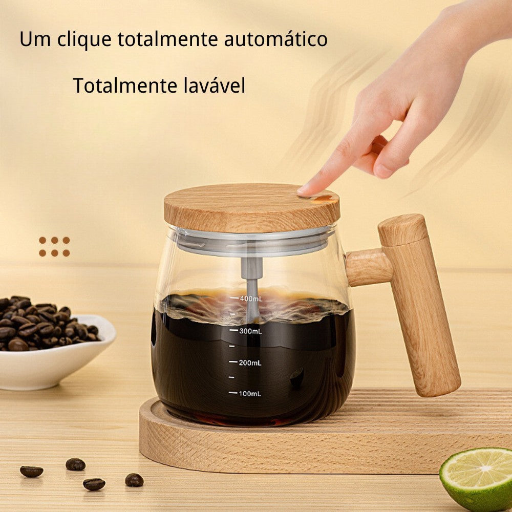 Chaleira Misturadora De Café Automática Agitadora Elétrica Giratória Para Chá Leite e Café 400ml