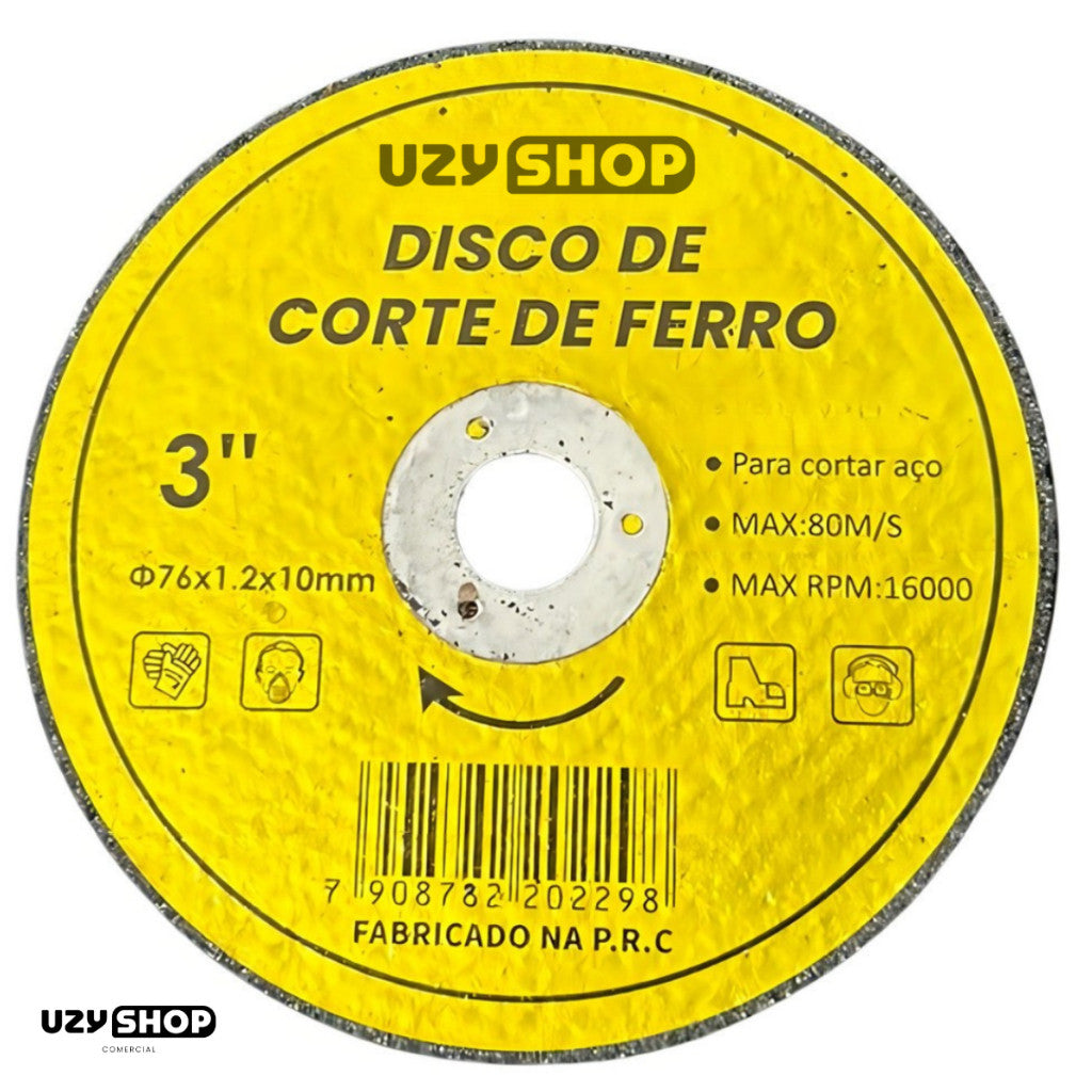 Kit 5 Discos Corte Ferro Aço 76mm 3 Polegadas Esmerilhadeira Amarelo Profissional Durável