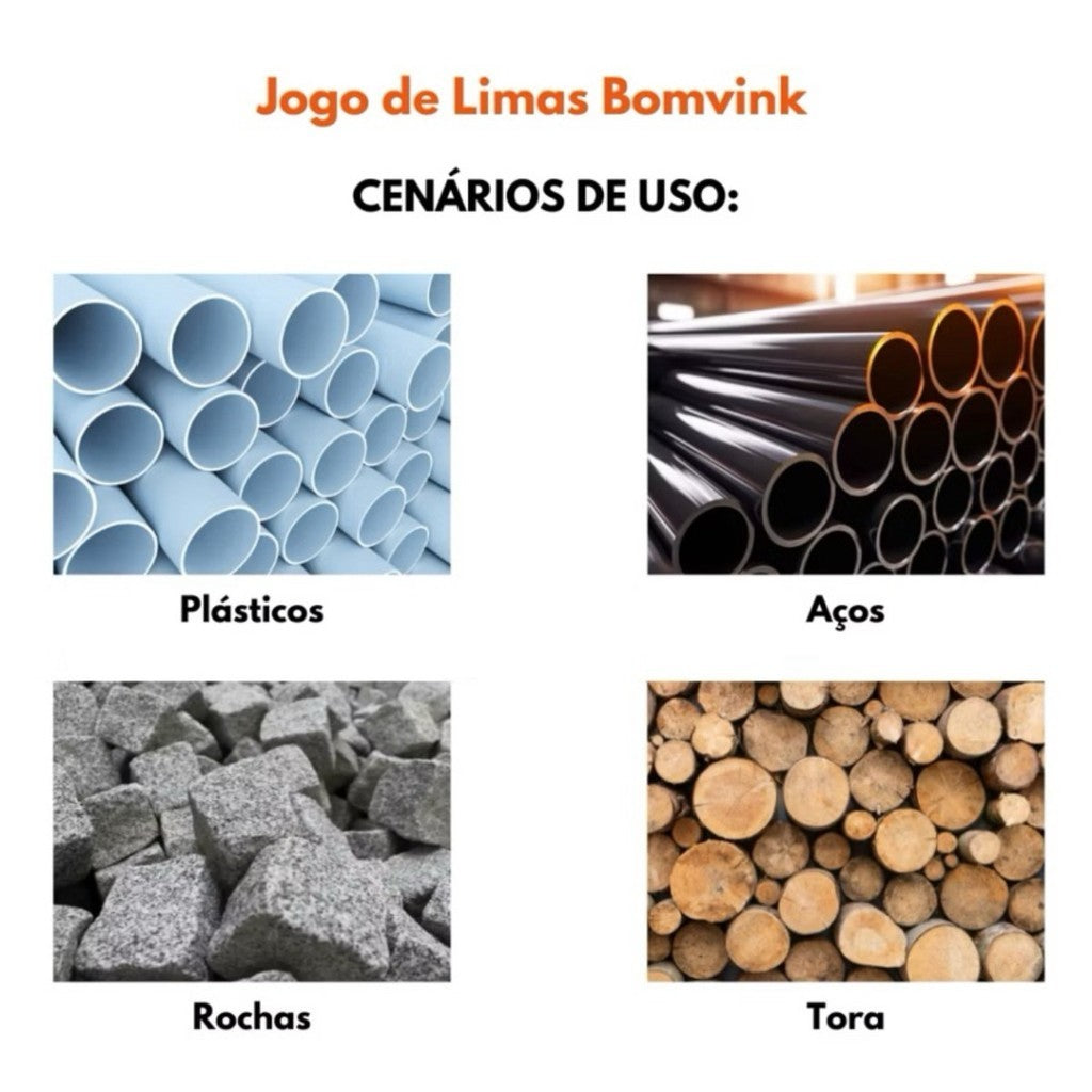 Kit 6 Limas Agulha 100mm Aço Alta Resistência Cabo Borracha Marceneiro Artesão Metalúrgico