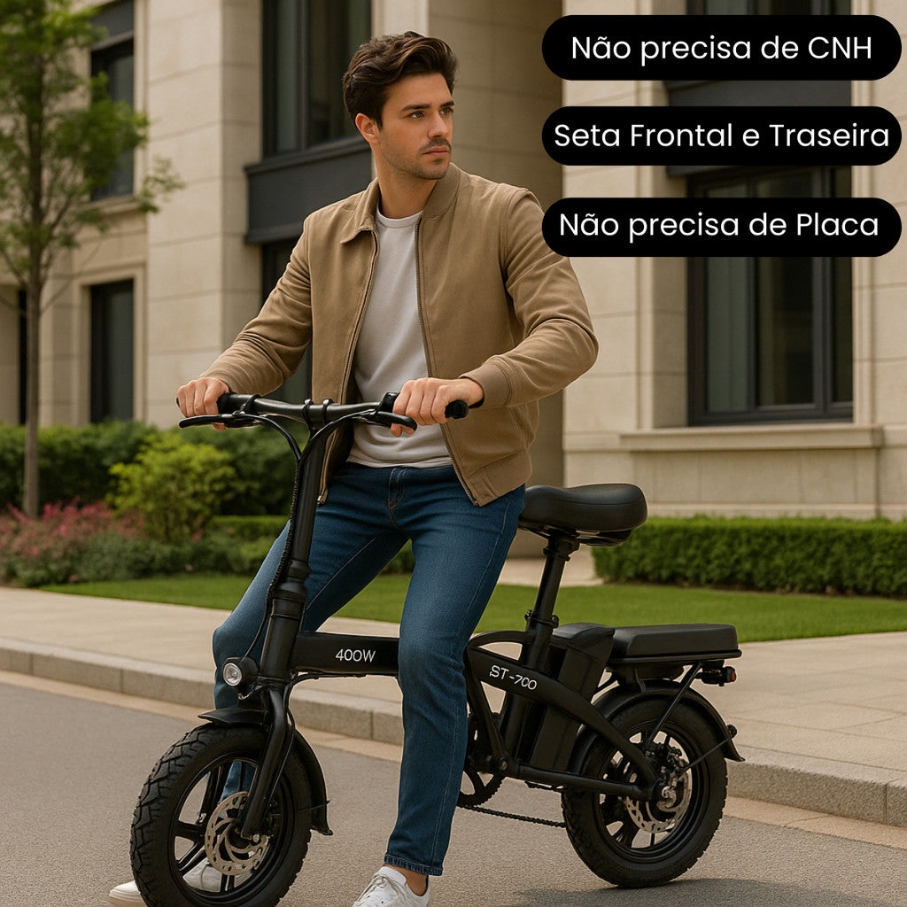 Scooter Elétrica W8 400W 25 km/h 48V Bivolt 2 Lugares Sem CNH Autonomia 25 km Uso Urbano