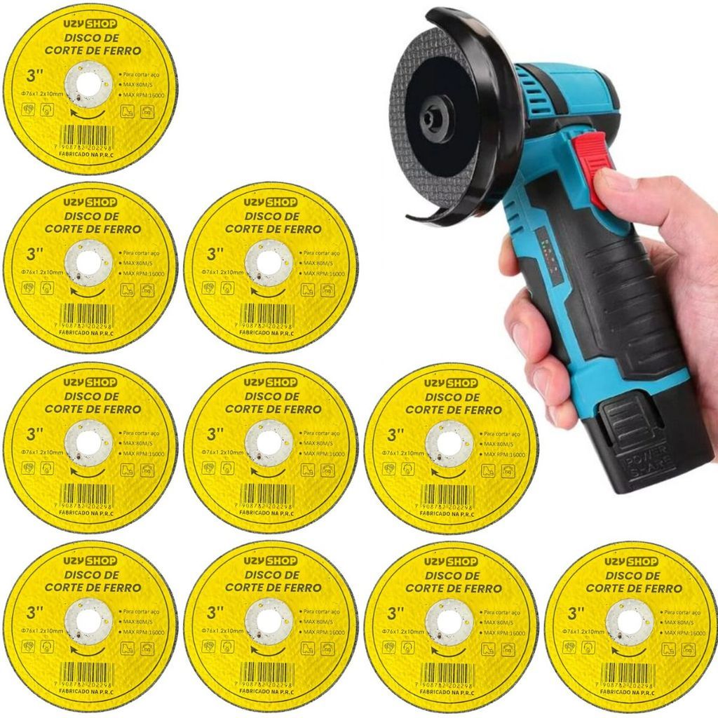 Kit 10 Discos Corte 76mm 3 Polegadas Aço Ferro Serralheria Oficina Construção Durabilidade