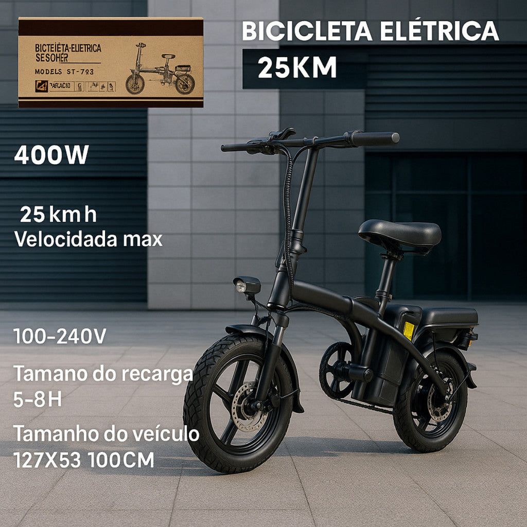 Scooter Elétrica W8 400W 25 km/h 48V Bivolt 2 Lugares Sem CNH Autonomia 25 km Uso Urbano