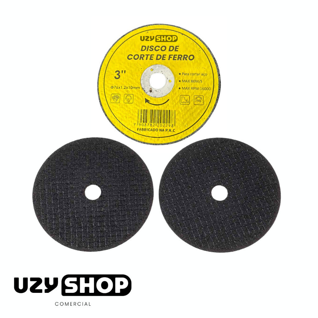 Kit 10 Discos Corte 76mm 3 Polegadas Aço Ferro Serralheria Oficina Construção Durabilidade