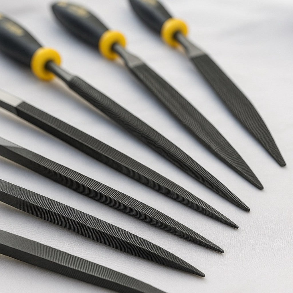 Kit 6 Limas Agulha 100mm Aço Alta Resistência Cabo Borracha Marceneiro Artesão Metalúrgico