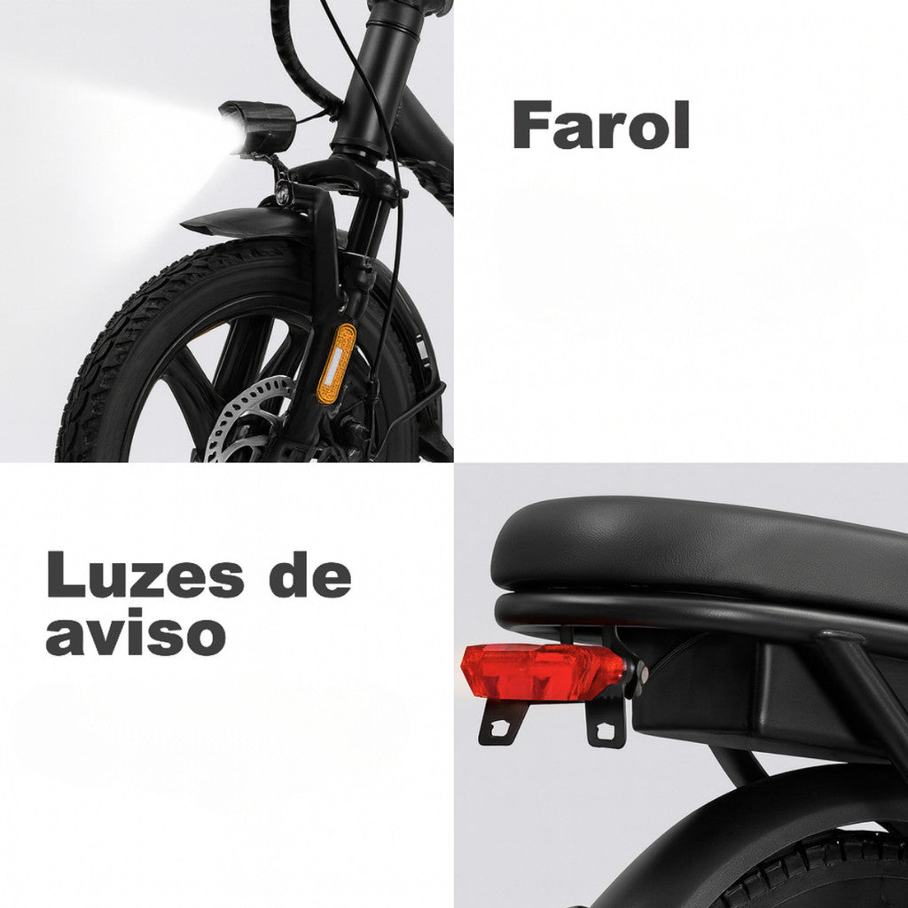 Scooter Elétrica W8 400W 25 km/h 48V Bivolt 2 Lugares Sem CNH Autonomia 25 km Uso Urbano