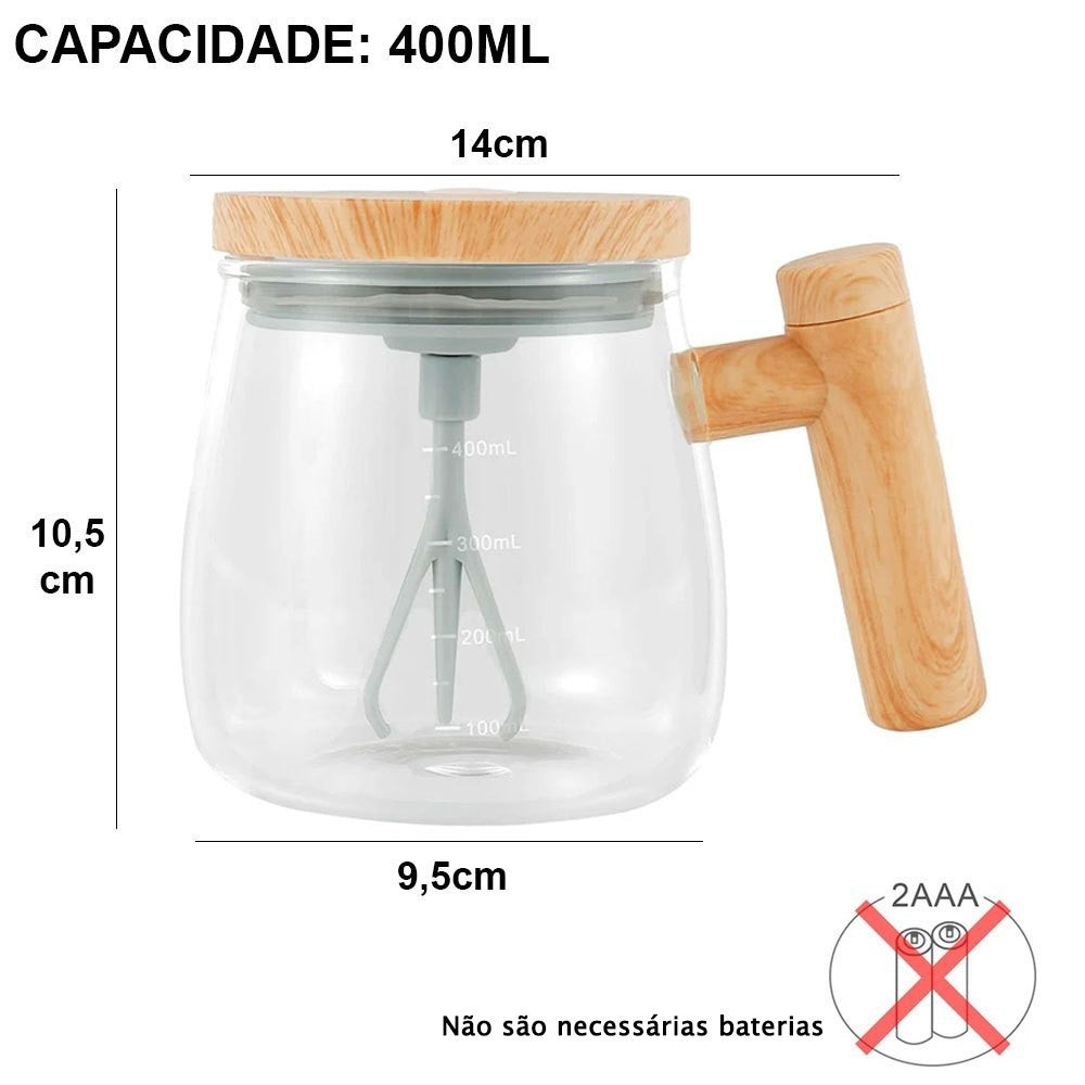 Chaleira Misturadora De Café Automática Agitadora Elétrica Giratória Para Chá Leite e Café 400ml
