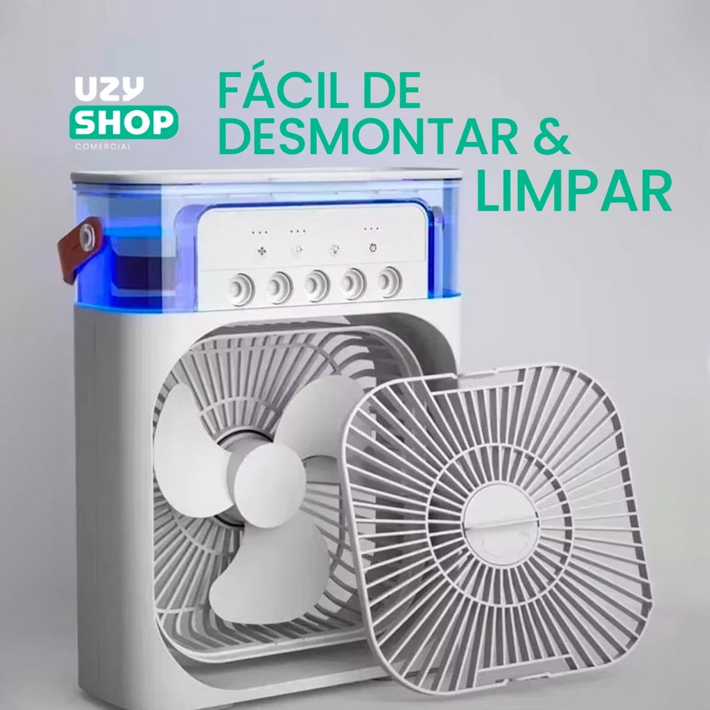 Ventilador de Mesa Climatizador USB com Reservatório de Água Névoa 3 Velocidades Portátil