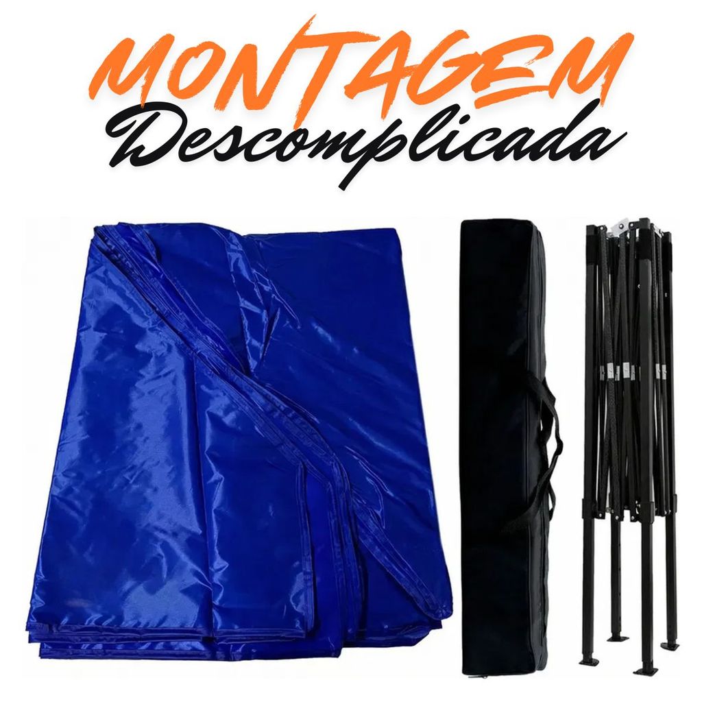 Tenda Gazebo 3x3 Articulada Para Praia Camping e Feira Dobrável Sanfonada