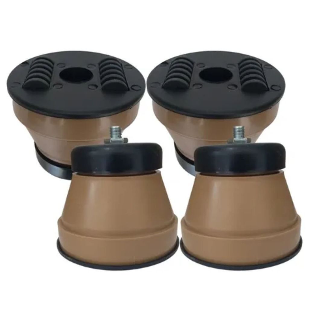 Kit 4 Pés Fogão Marrom Geladeira Freezer Rodinhas Universais Suporta 380kg