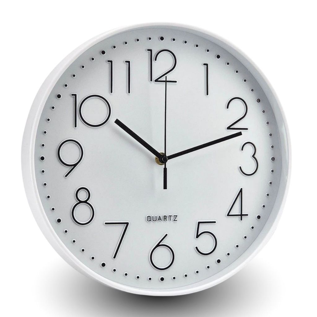 Relógio de Parede 30cm Quartz Números Grandes Minimalista Silencioso Mecanismo Sem Barulho