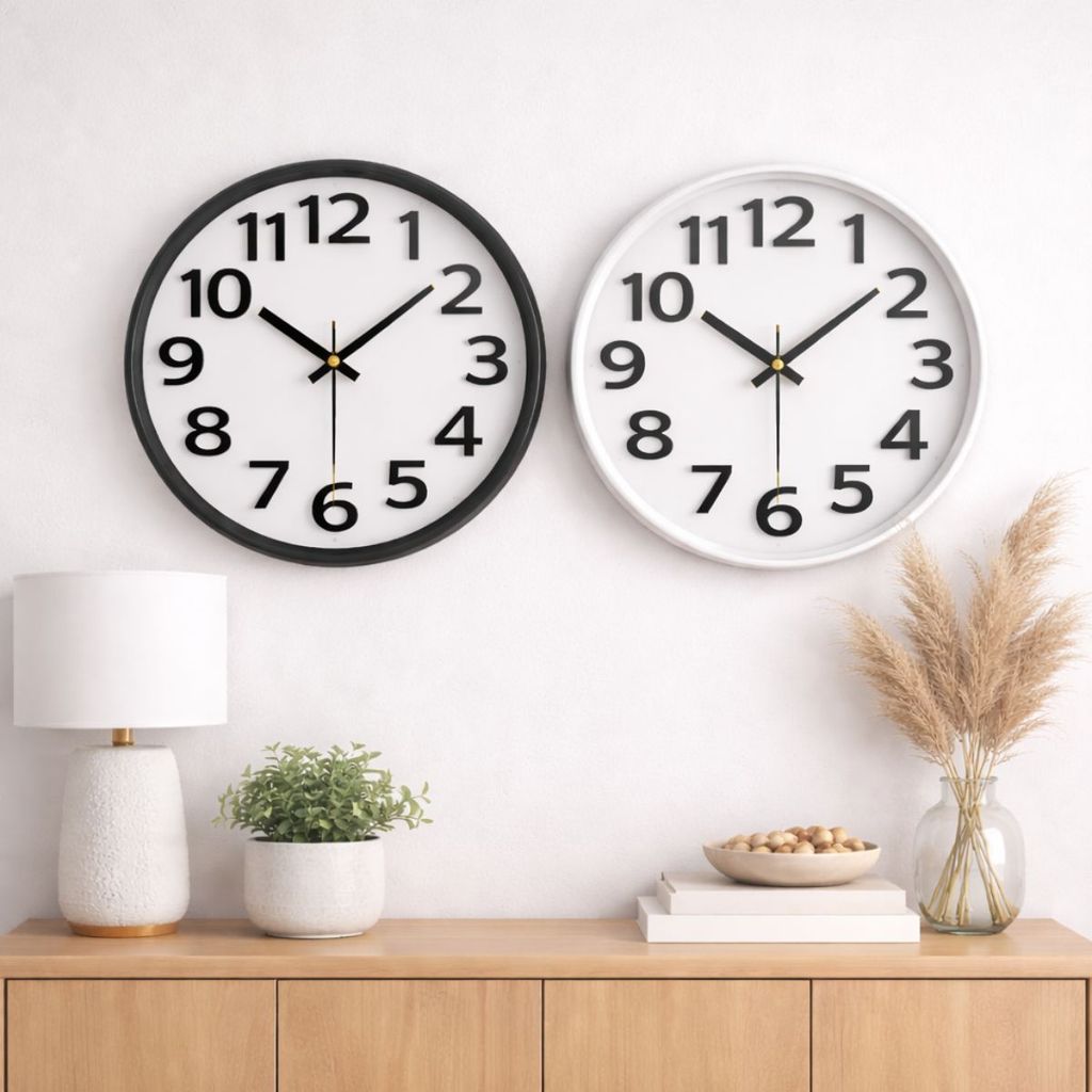 Relógio de Parede 30cm Minimalista Silencioso 1 Pilha AA Acabamento Reforçado Moderno