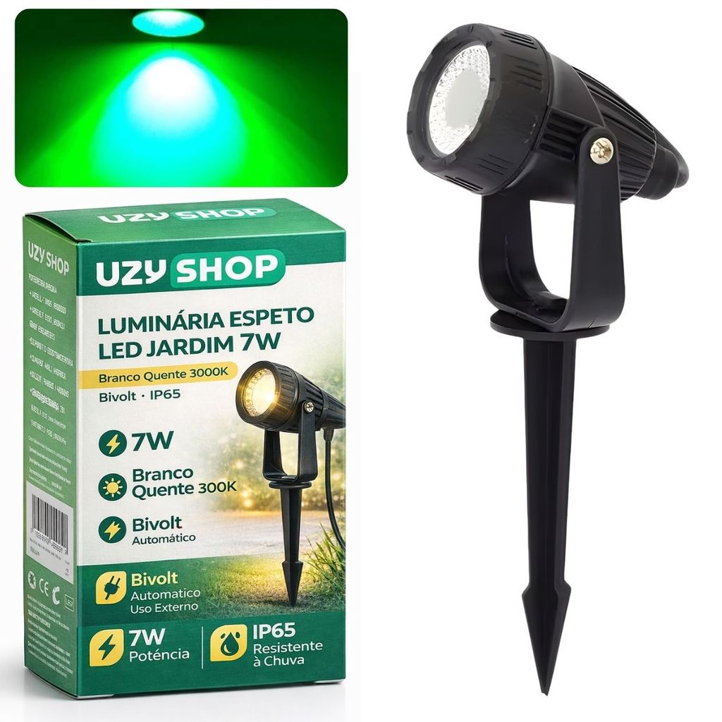 Kit 10 Luminárias Espeto Jardim LED 7W Preto Bivolt IP65 Cor Branco Quente