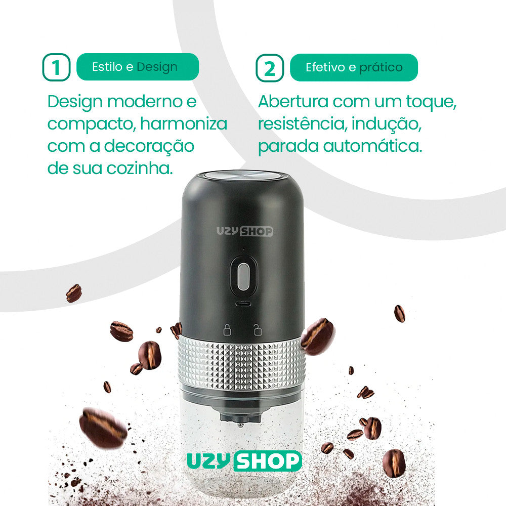 Moedor de Café Elétrico Portátil Recarregável Ajuste de Moagem 25g Capacidade