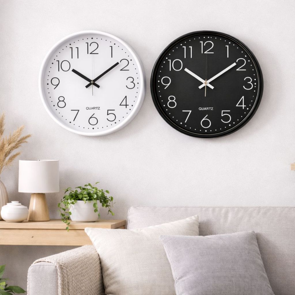 Relógio de Parede 30cm Quartz Números Grandes Minimalista Silencioso Mecanismo Sem Barulho