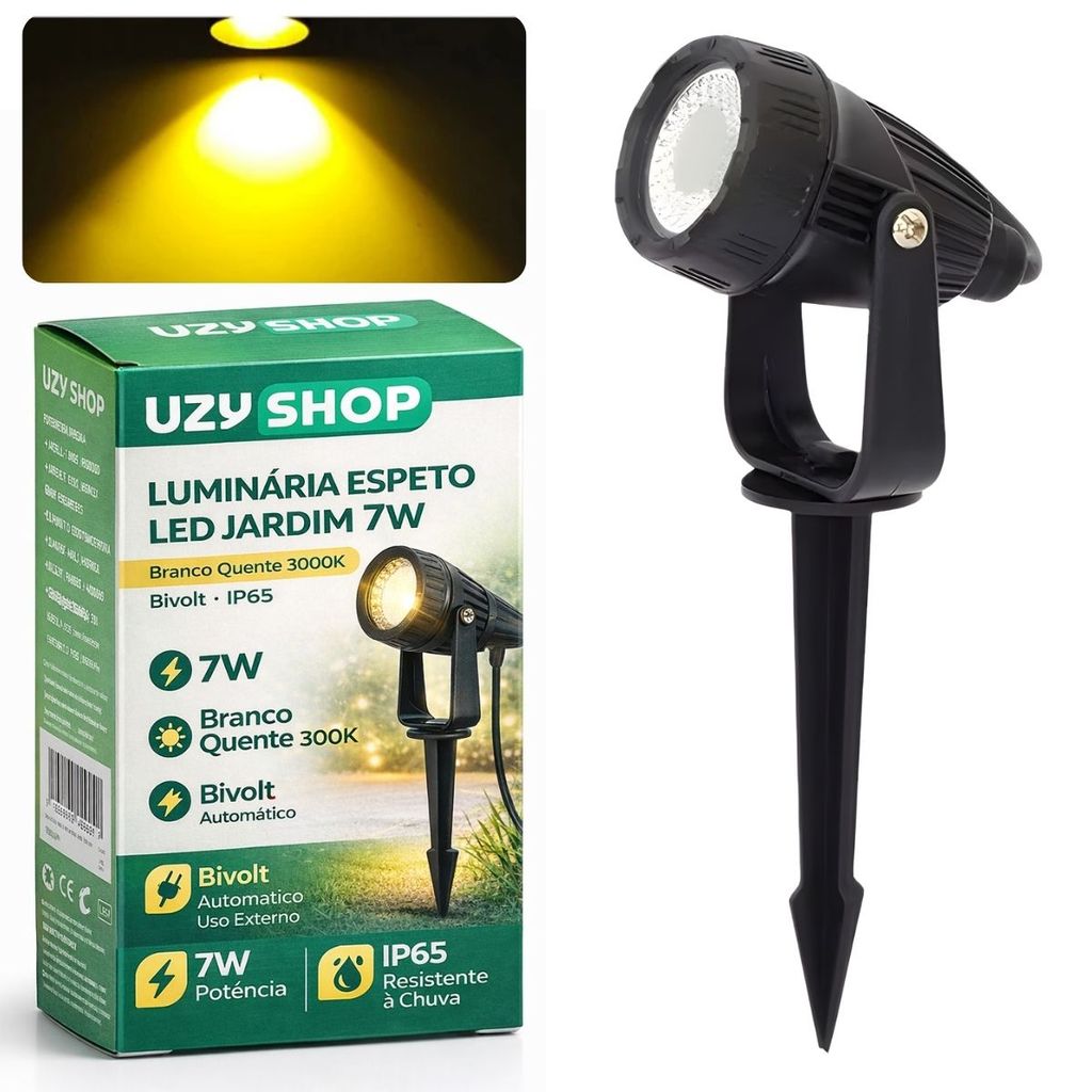 Kit 10 Luminárias Espeto Jardim LED 7W Preto Bivolt IP65 Cor Branco Quente