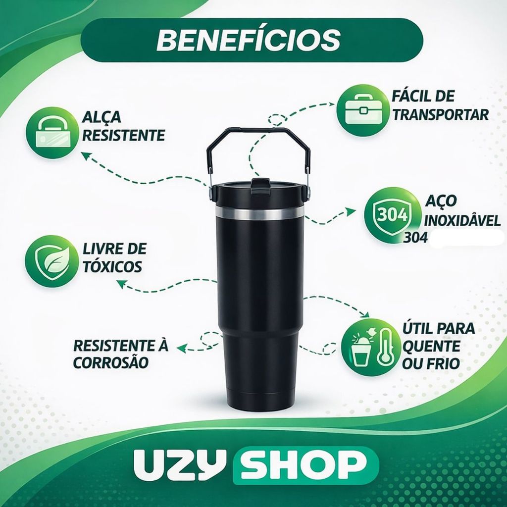 Garrafa Térmica 900ml Isolamento a Vácuo Inox 24h Quente Frio Academia