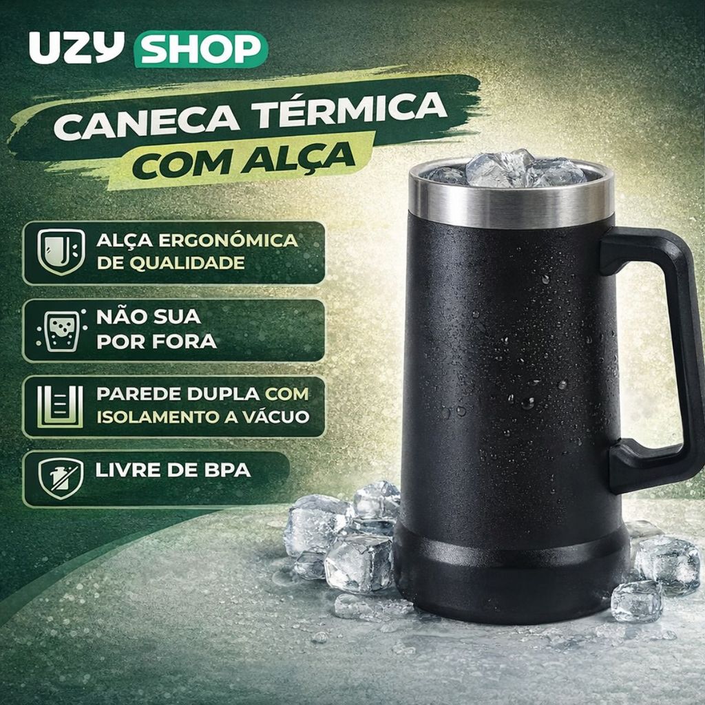 Caneca Térmica 700ml Parede Dupla Inox a Vácuo Conserva Temperatura Quente e