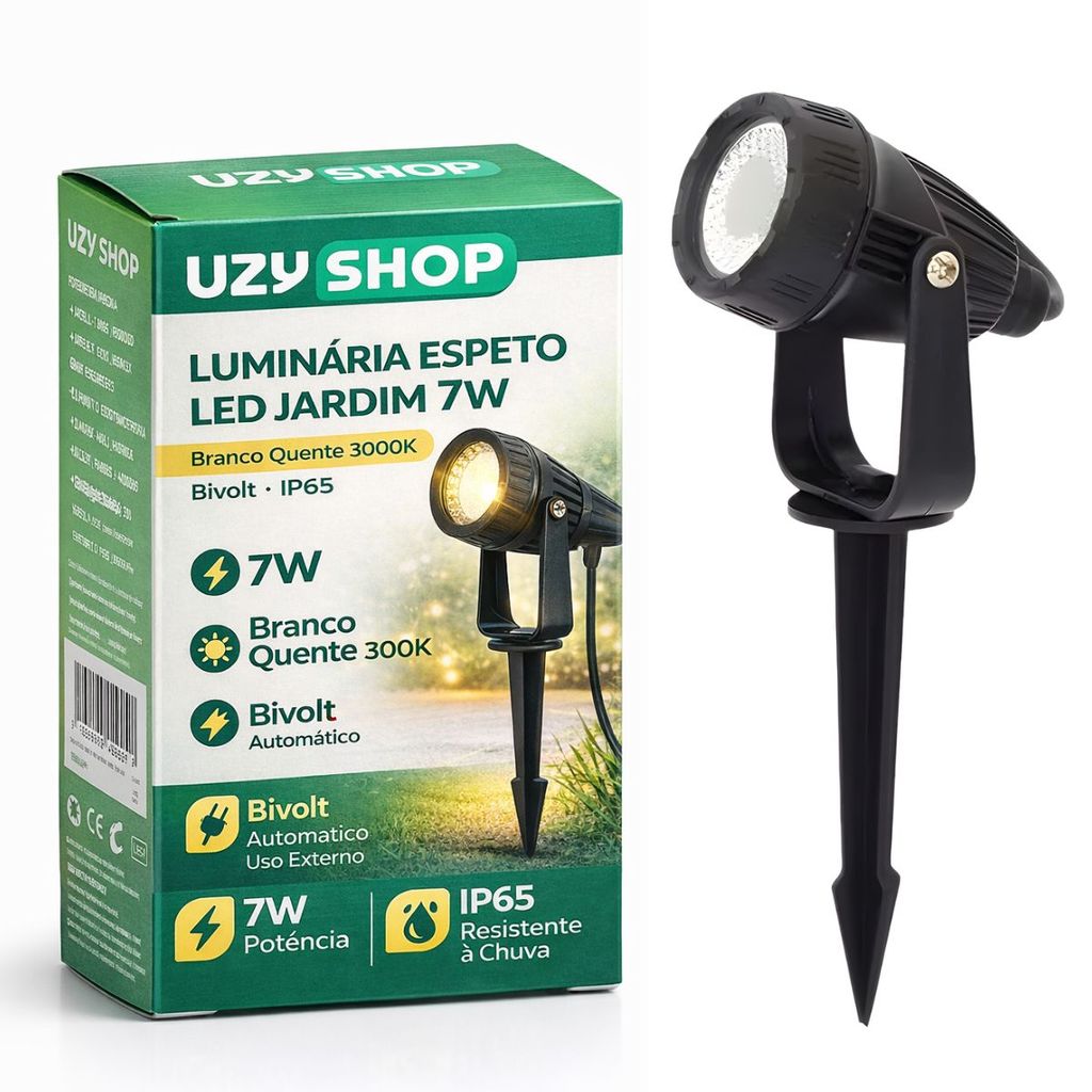 Kit 10 Luminárias Espeto Jardim LED 7W Preto Bivolt IP65 Cor Branco Quente
