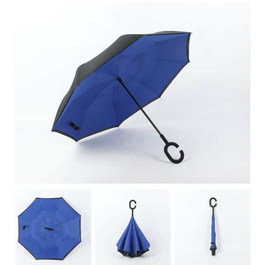 Guarda Chuva Invertido Reforçado Tecido Duplo Cabo C Mãos Livres Ideal Para
