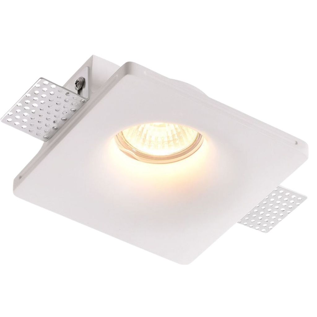 Spot em Gesso de Embutir Quadrado PAR20 13x13x5cm Gesso Branco Iluminação