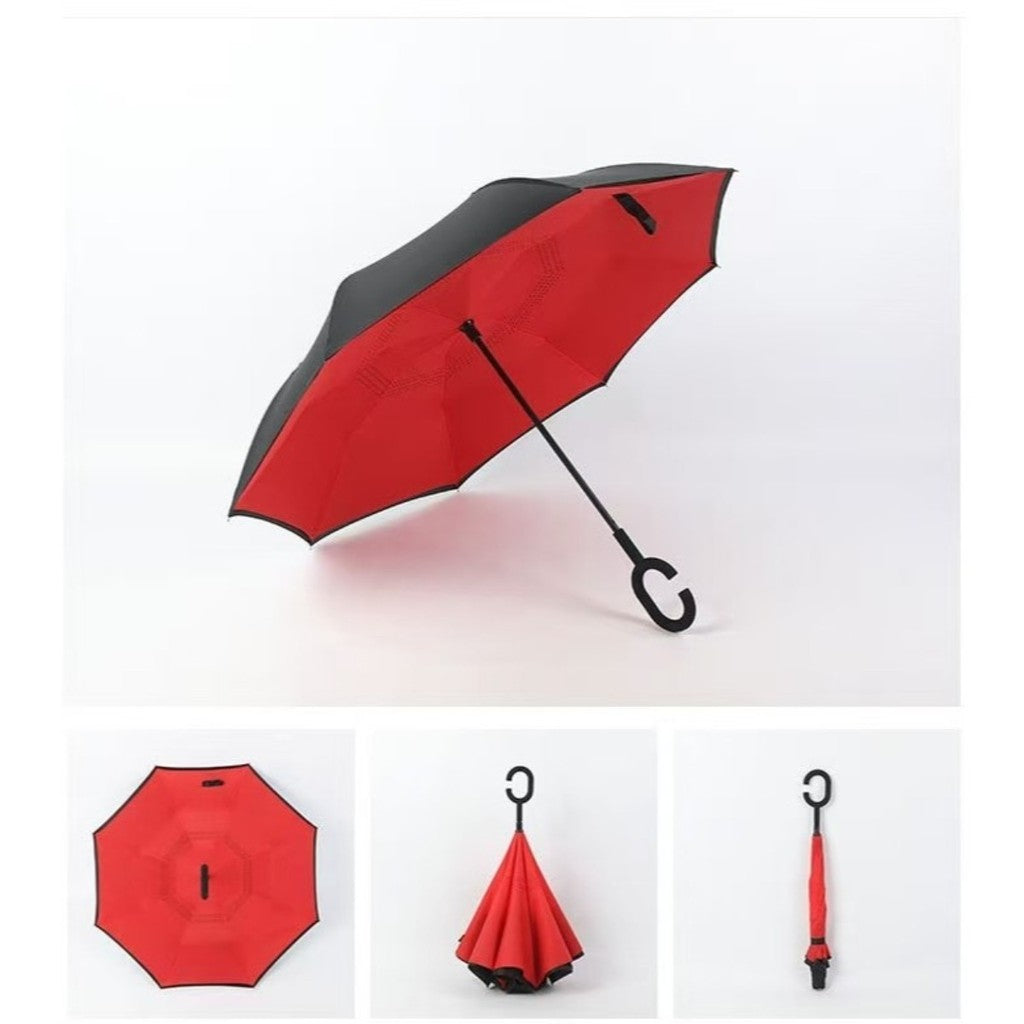 Guarda Chuva Invertido Reforçado Tecido Duplo Cabo C Mãos Livres Ideal Para