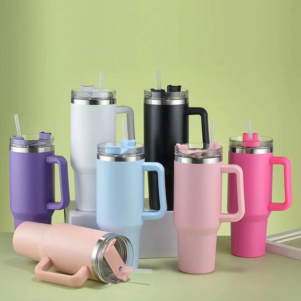 Copo Térmico 1200ml Inox 304 Com Alça e Canudo Tampa Anti Vazamento Quente e