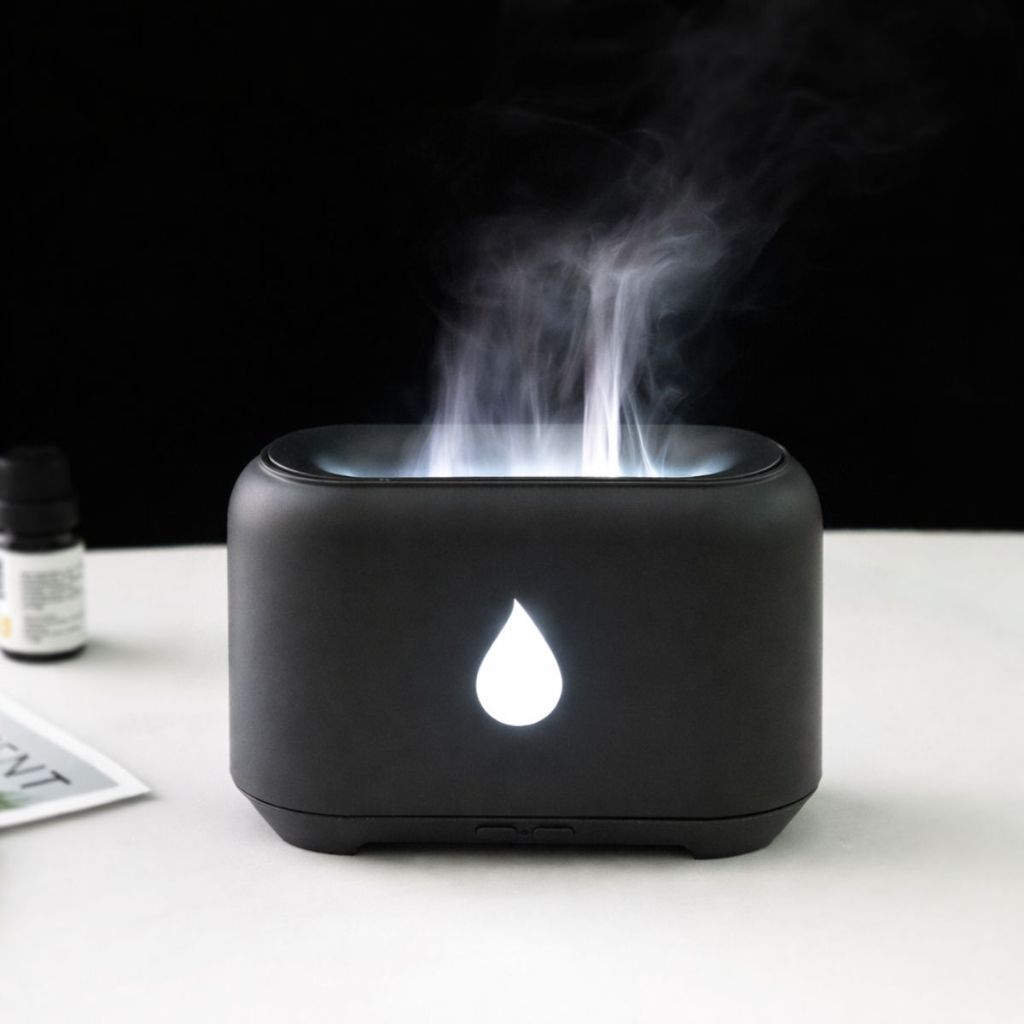 Umidificador Difusor de Ar Ultrassônico Chama Fogo Realista 200ml USB Tipo-C