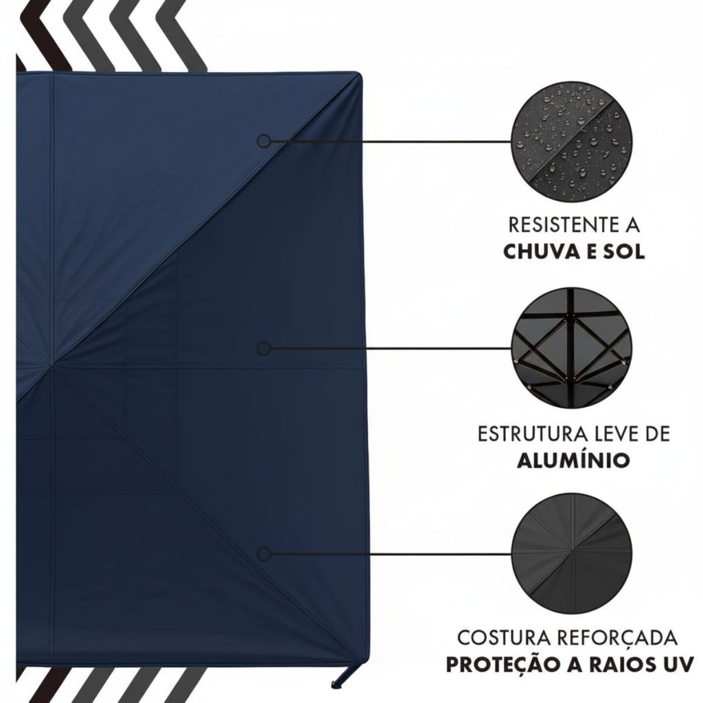 Tenda Gazebo 3x3 Articulada Para Praia Camping e Feira Dobrável Sanfonada
