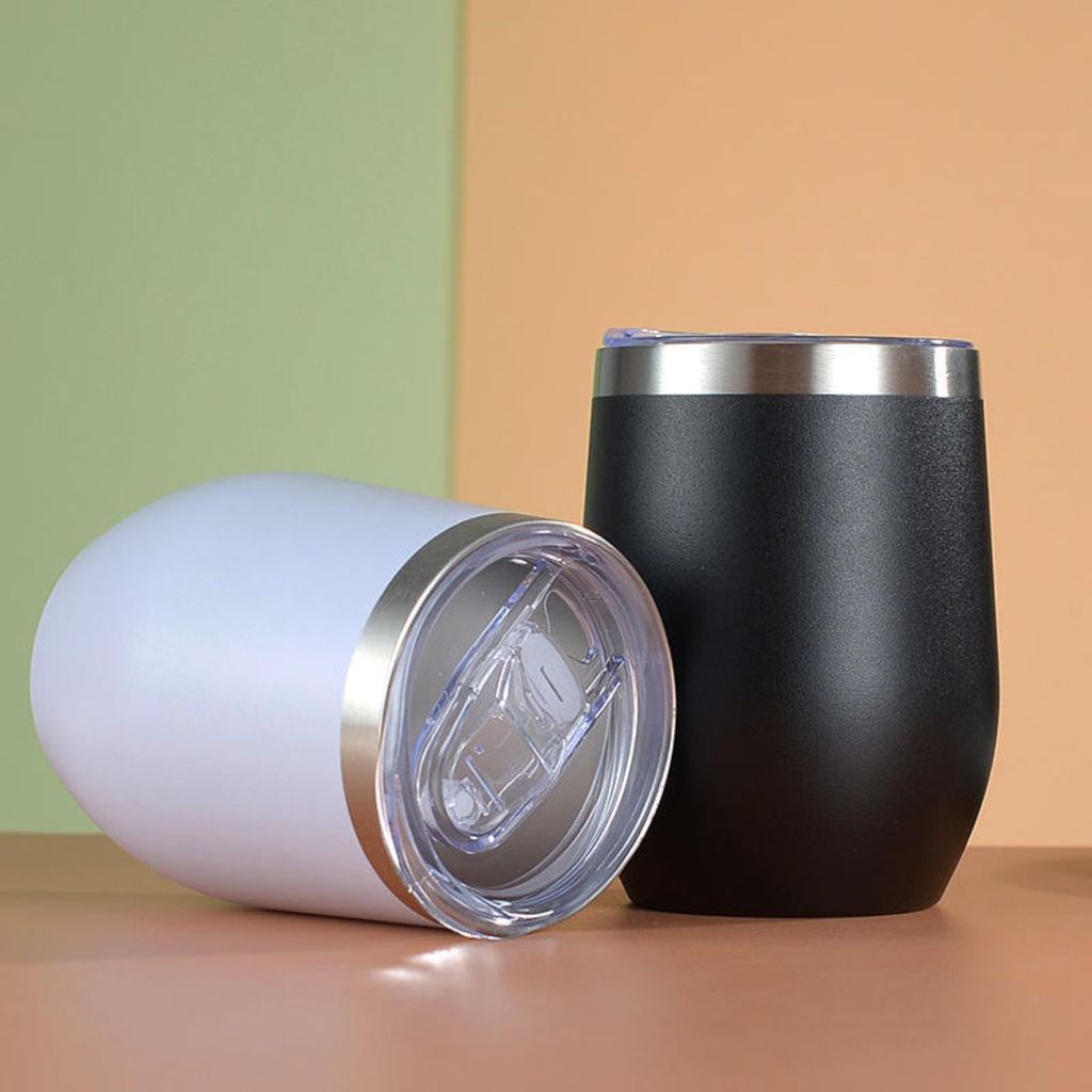 Copo Térmico Tipo Cuia 350ml Aço Inoxidável Parede Dupla à Vácuo com Tampa de