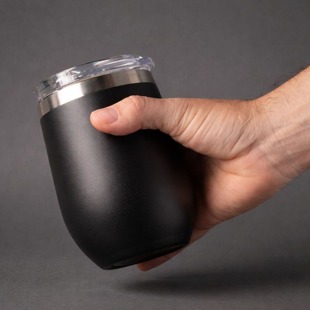 Copo Térmico Tipo Cuia 350ml Aço Inoxidável Parede Dupla à Vácuo com Tampa de