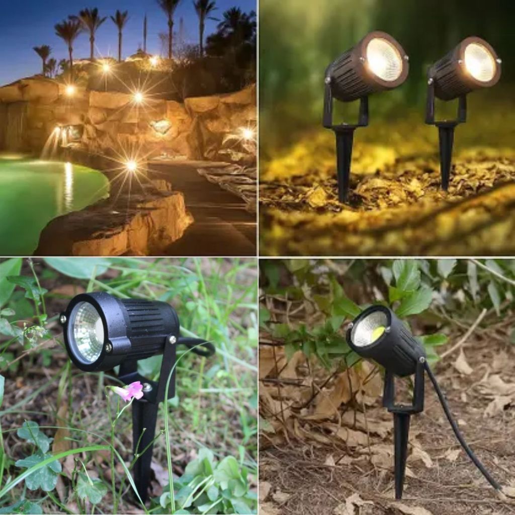 Kit 5 Luminárias Espeto Jardim LED 7W Preto Bivolt IP65 Cor Branco Quente
