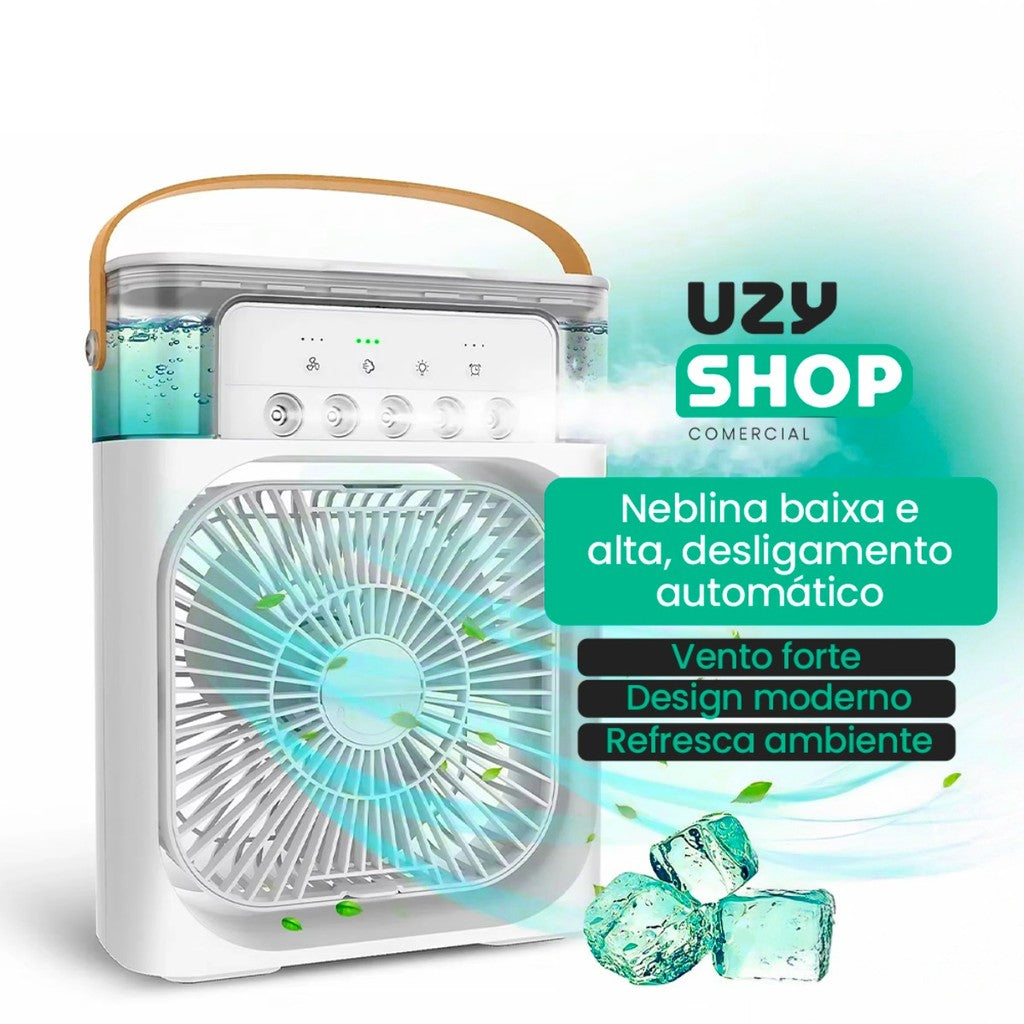 Ventilador de Mesa Climatizador USB com Reservatório de Água Névoa 3 Velocidades Portátil