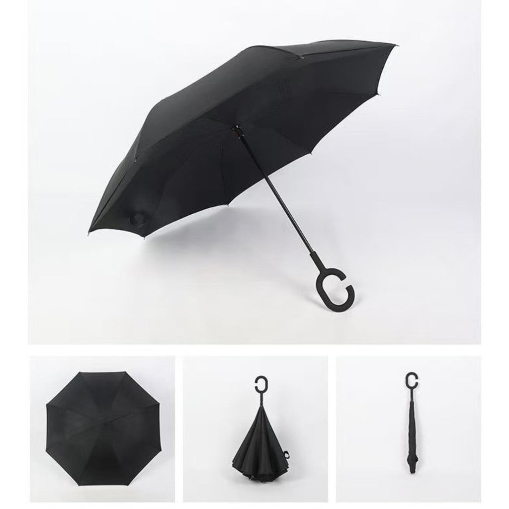 Guarda Chuva Invertido Reforçado Tecido Duplo Cabo C Mãos Livres Ideal Para